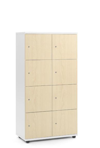 Lockers OFFICE-LINE met 8 vakken esdoorndecor | zonder postsleuf | melamin | wit | cilinderslot met wisselcilinder