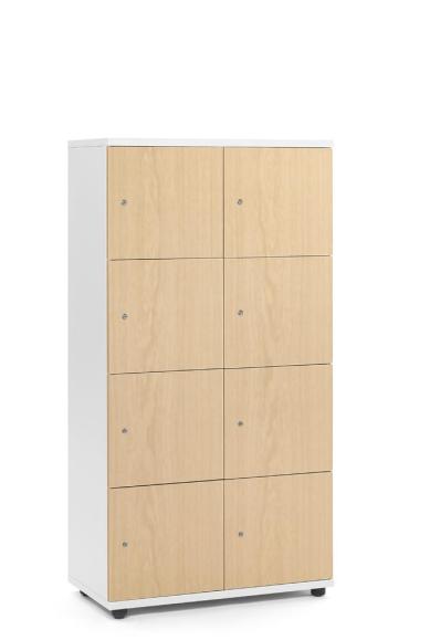 Lockers OFFICE-LINE met 8 vakken beukdecor | zonder postsleuf | melamin | wit | cilinderslot met wisselcilinder