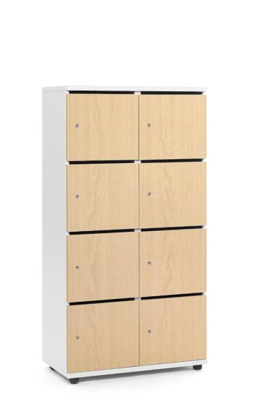Lockers OFFICE-LINE met 8 vakken beukdecor | met postsleuf | melamin | wit | cilinderslot met wisselcilinder