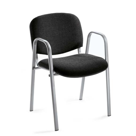 Bezoekersstoel ISO met armleggers zwart | aluzilver