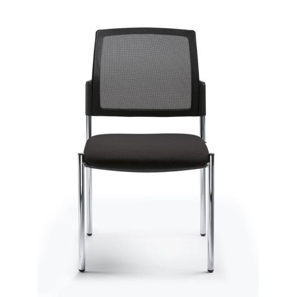 Bezoekersstoel VALERA 4 zwart | zonder armleggers | stof met netweefsel