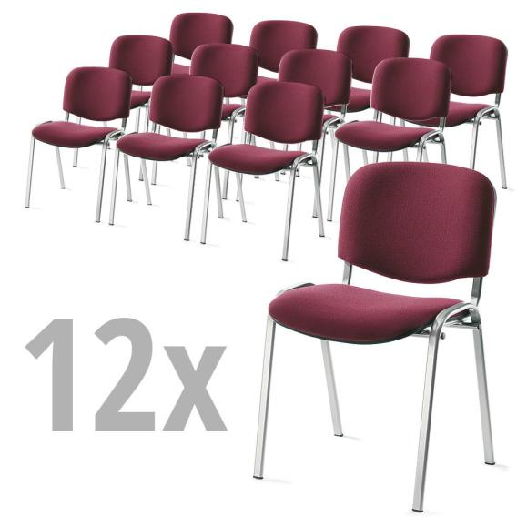Set van 12 bezoekersstoelen bordeaux | aluzilver