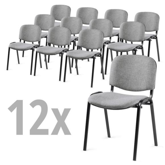 Set van 12 bezoekersstoelen ISO grijs | zwart