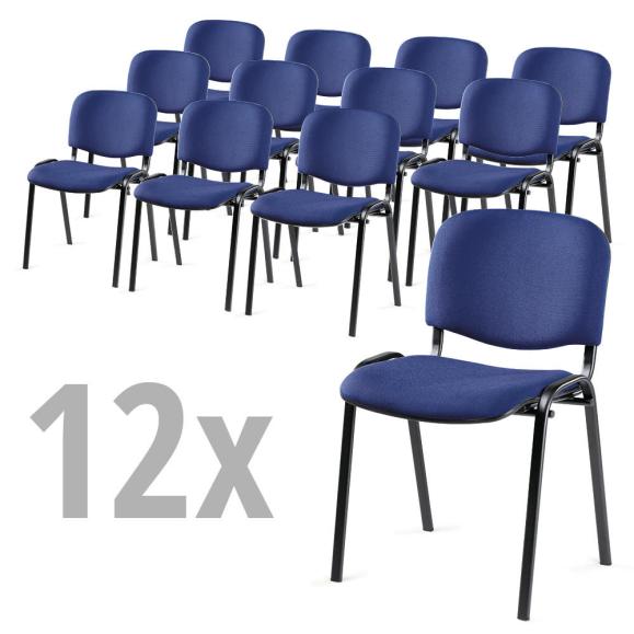 Set van 12 bezoekersstoelen ISO blauw | zwart