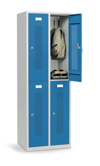 Dubbele garderobenkasten zonder onderbouw lichtblauw RAL 5012 | 4 | cilinderslot | vloerstaand