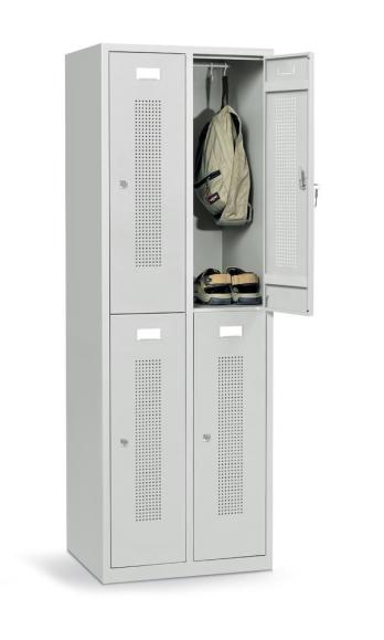 Dubbele garderobenkasten zonder onderbouw lichtgrijs RAL 7035 | 4 | cilinderslot | vloerstaand