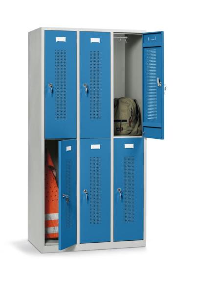 Dubbele garderobenkasten zonder onderbouw lichtblauw RAL 5012 | 6 | cilinderslot | vloerstaand