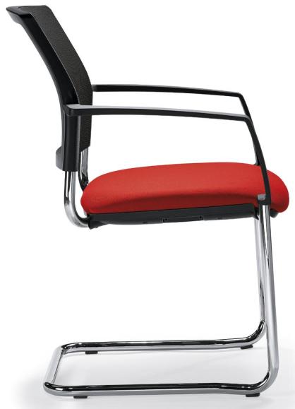 Bezoekersstoel VALERA S rood | vaste armleggers | stof met netweefsel