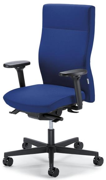 Bureaustoel D001 zonder armleggers blauw | met tegendrukaanpassing | zitneigingautomatic, zitdiepteverstelling | polyamide zwart | zonder hoofdsteun