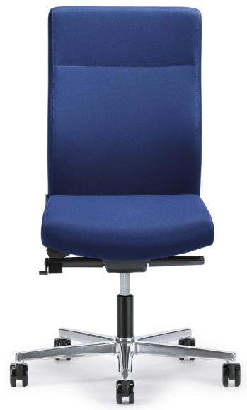 Bureaustoel D001 zonder armleggers blauw | met tegendrukaanpassing | zitneigingautomatic, zitdiepteverstelling | aluminium gepolijst | zonder hoofdsteun