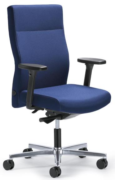 Bureaustoel D001 zonder armleggers blauw | met gewichtsautomatic | zitdiepteverstelling | aluminium gepolijst | zonder hoofdsteun