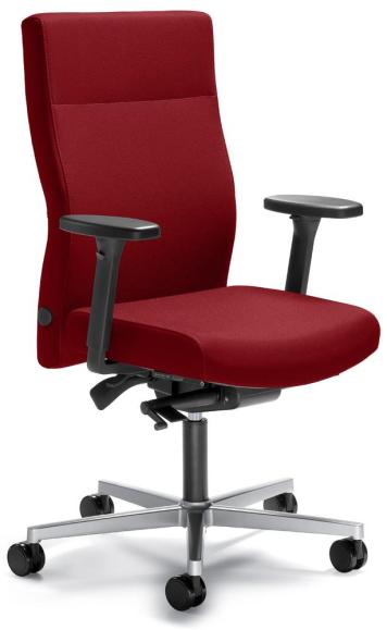 Bureaustoel D001 zonder armleggers rood | met tegendrukaanpassing | zitneigingautomatic, zitdiepteverstelling | aluzilver | zonder hoofdsteun