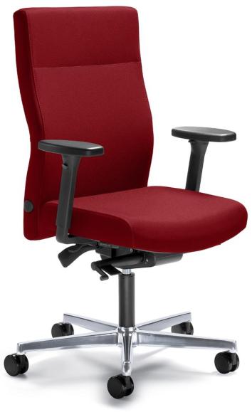 Bureaustoel D001 zonder armleggers rood | met tegendrukaanpassing | zitneigingautomatic, zitdiepteverstelling | aluminium gepolijst | zonder hoofdsteun