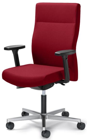 Bureaustoel D001 zonder armleggers rood | met gewichtsautomatic | zitdiepteverstelling | aluzilver | zonder hoofdsteun
