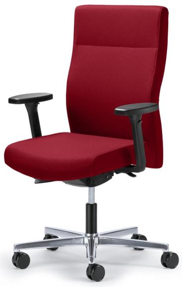 Bureaustoel D001 zonder armleggers rood | met gewichtsautomatic | zitdiepteverstelling | aluminium gepolijst | zonder hoofdsteun