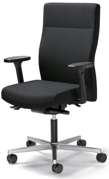 Bureaustoel D001 zonder armleggers zwart | met tegendrukaanpassing | zitneigingautomatic, zitdiepteverstelling | aluzilver | zonder hoofdsteun