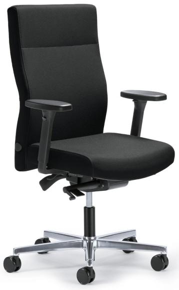 Bureaustoel D001 zonder armleggers zwart | met tegendrukaanpassing | zitneigingautomatic, zitdiepteverstelling | aluminium gepolijst | zonder hoofdsteun