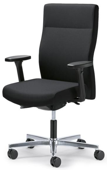 Bureaustoel D001 zonder armleggers zwart | met gewichtsautomatic | zitdiepteverstelling | aluminium gepolijst | zonder hoofdsteun