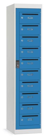 Metalen postvakkenkast met 10 deuren lichtblauw RAL 5012