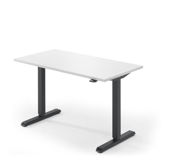 Verstelbare bureau, diepte 650 mm wit | 1200 | zwart