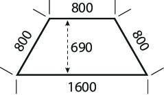 Vergadertafel lichtgrijs | 1600 | 690 | aluzilver RAL 9006 | trapezium | 19
