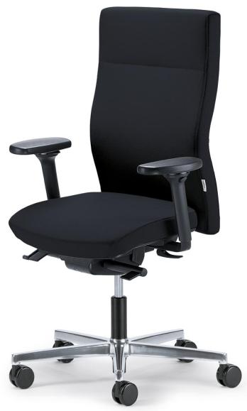 Bureaustoel D001 zonder armleggers zwart | met tegendrukaanpassing | zitneigingautomatic, zitdiepteverstelling | aluminium gepolijst | zonder hoofdsteun