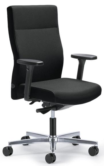 Bureaustoel D001 zonder armleggers zwart | met gewichtsautomatic | zitdiepteverstelling | aluminium gepolijst | zonder hoofdsteun