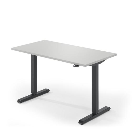 Verstelbare bureau, diepte 650 mm lichtgrijs | 1600 | zwart