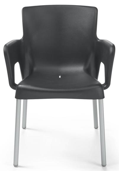 Kunststof stoel IBIZA - met armleggers zwart | vaste armleggers