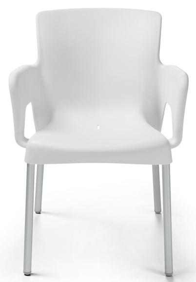 Kunststof stoel IBIZA - met armleggers wit | vaste armleggers